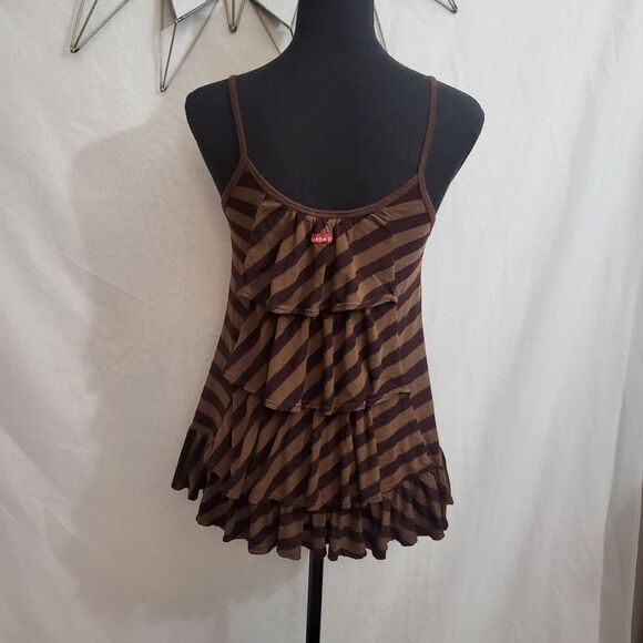 Hard Tail brown striped tank top - Picture 3 of 6